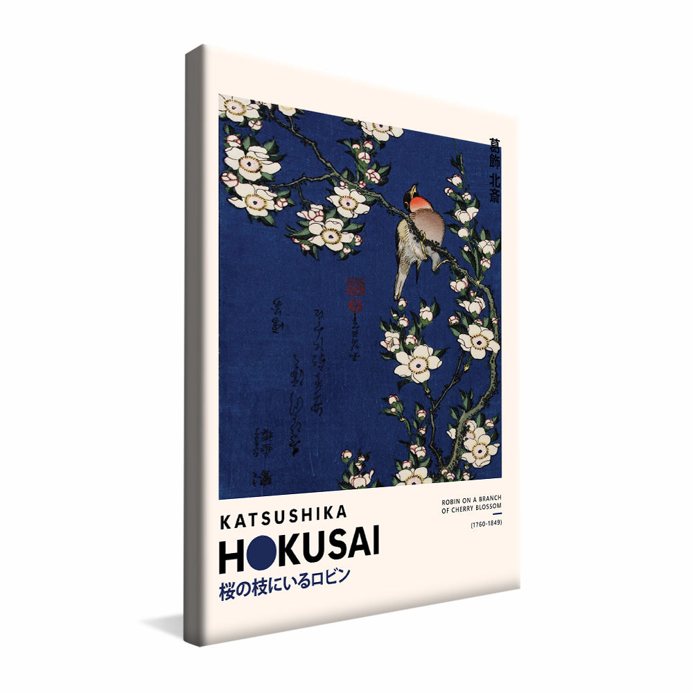 Katsushika Hokusai Robin On A Branch Of Cherry Blossom V2394 Canvas