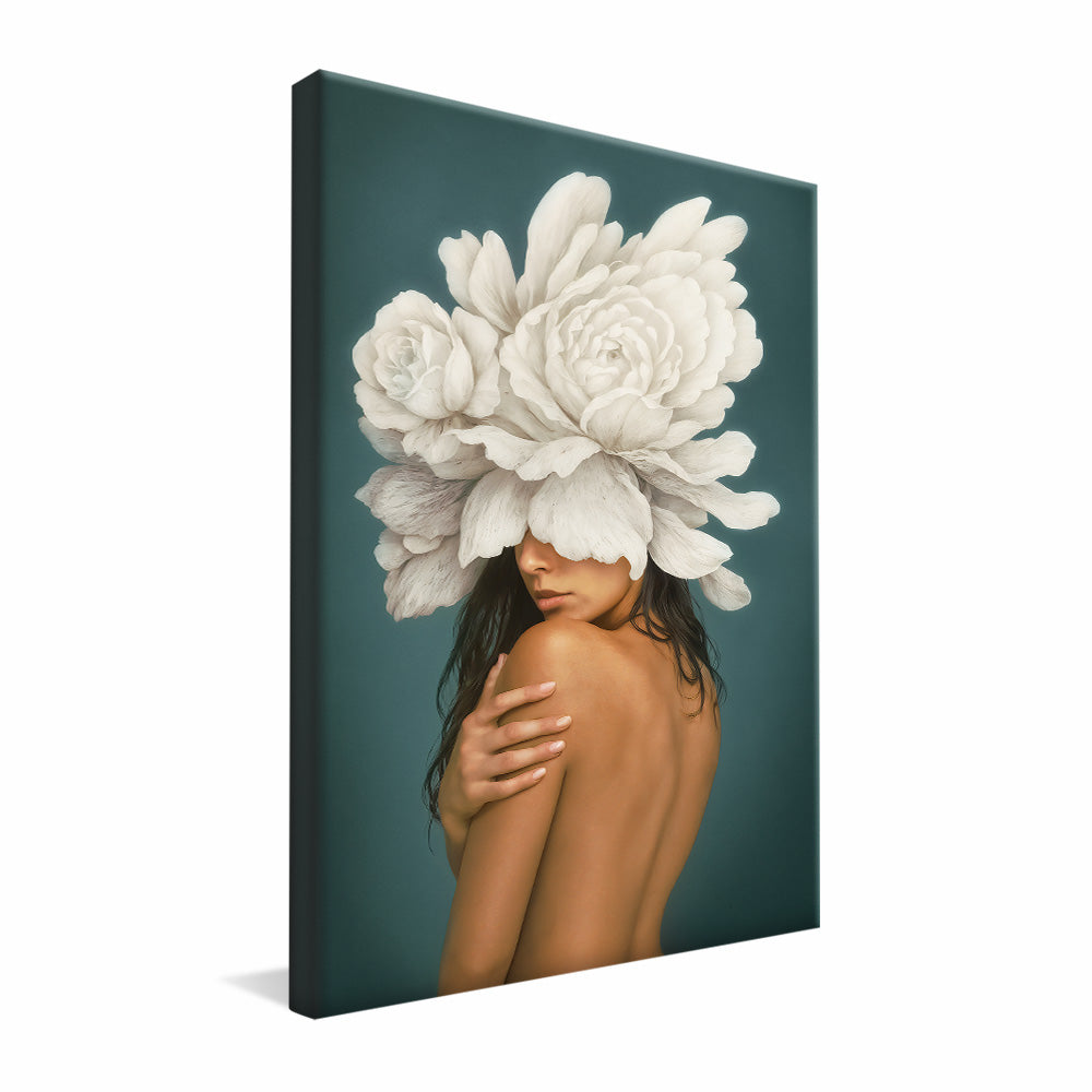 Woman and White Flowers V2461 Canvas