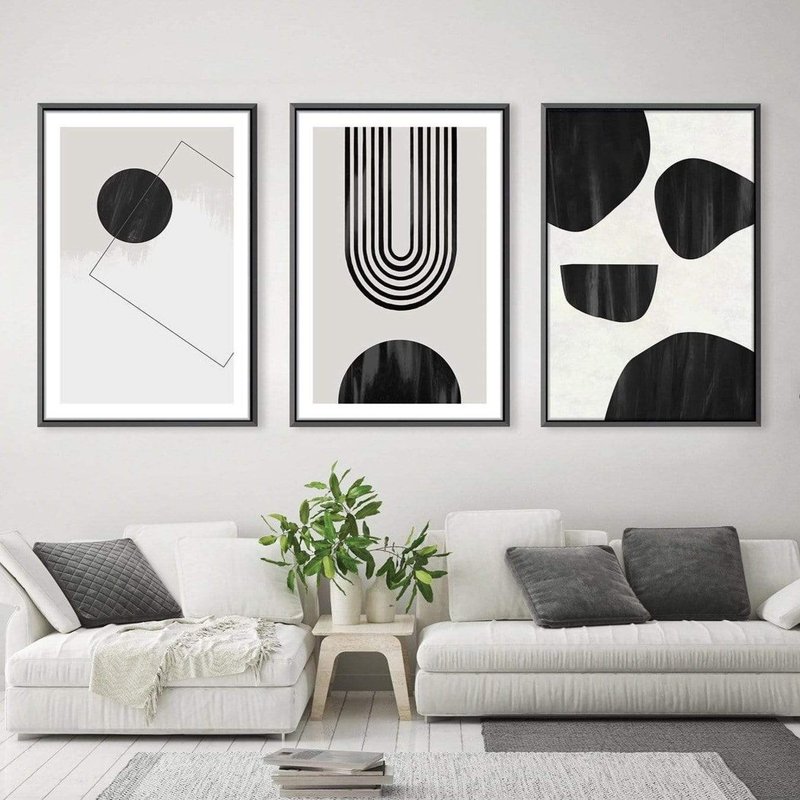 Black Minimalist Trio - 3 -screened Kit Canvas