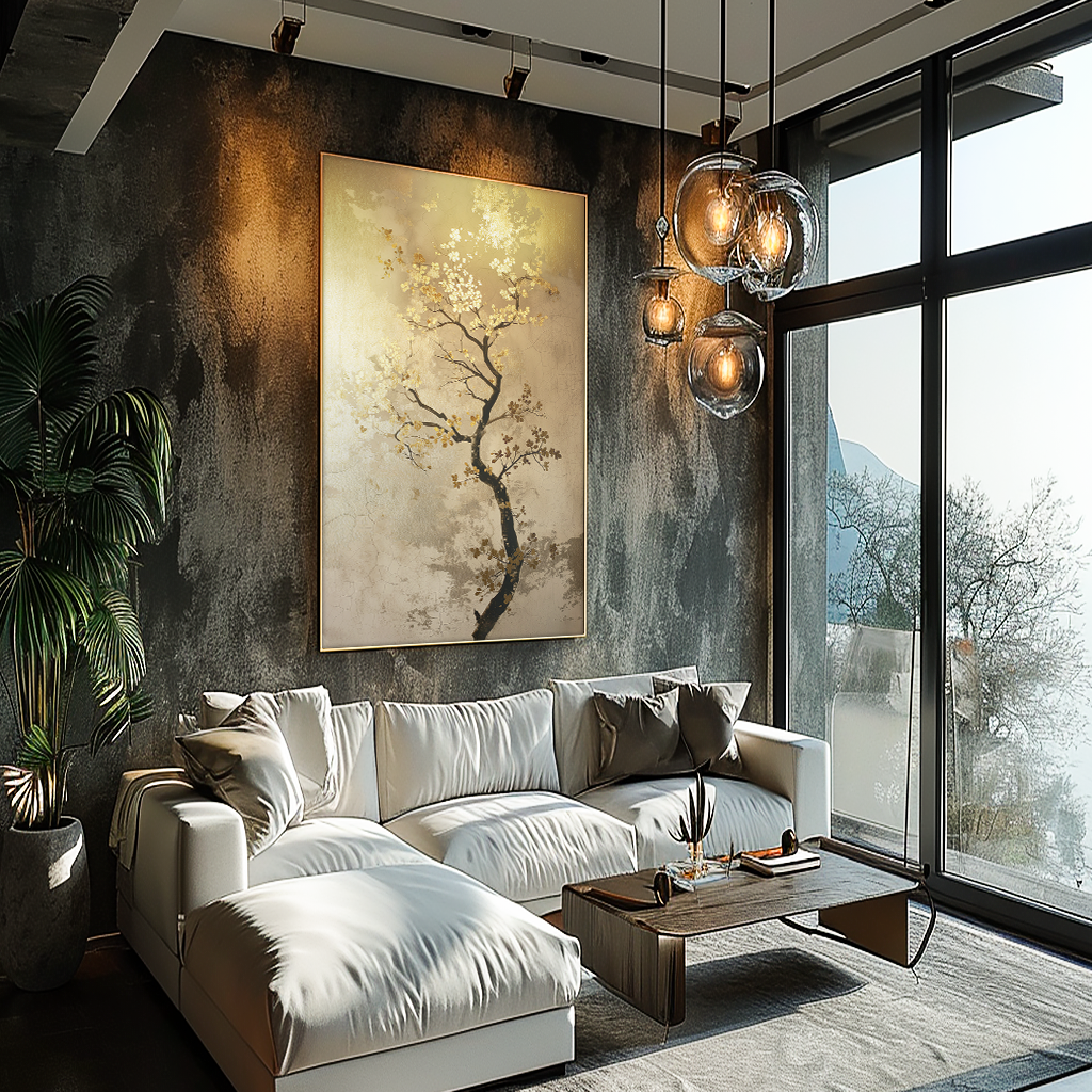 Black Tree and Golden Leaves V1168 Canvas