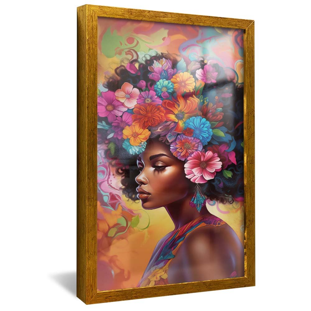 Black Woman with Flowers V2099 Canvas