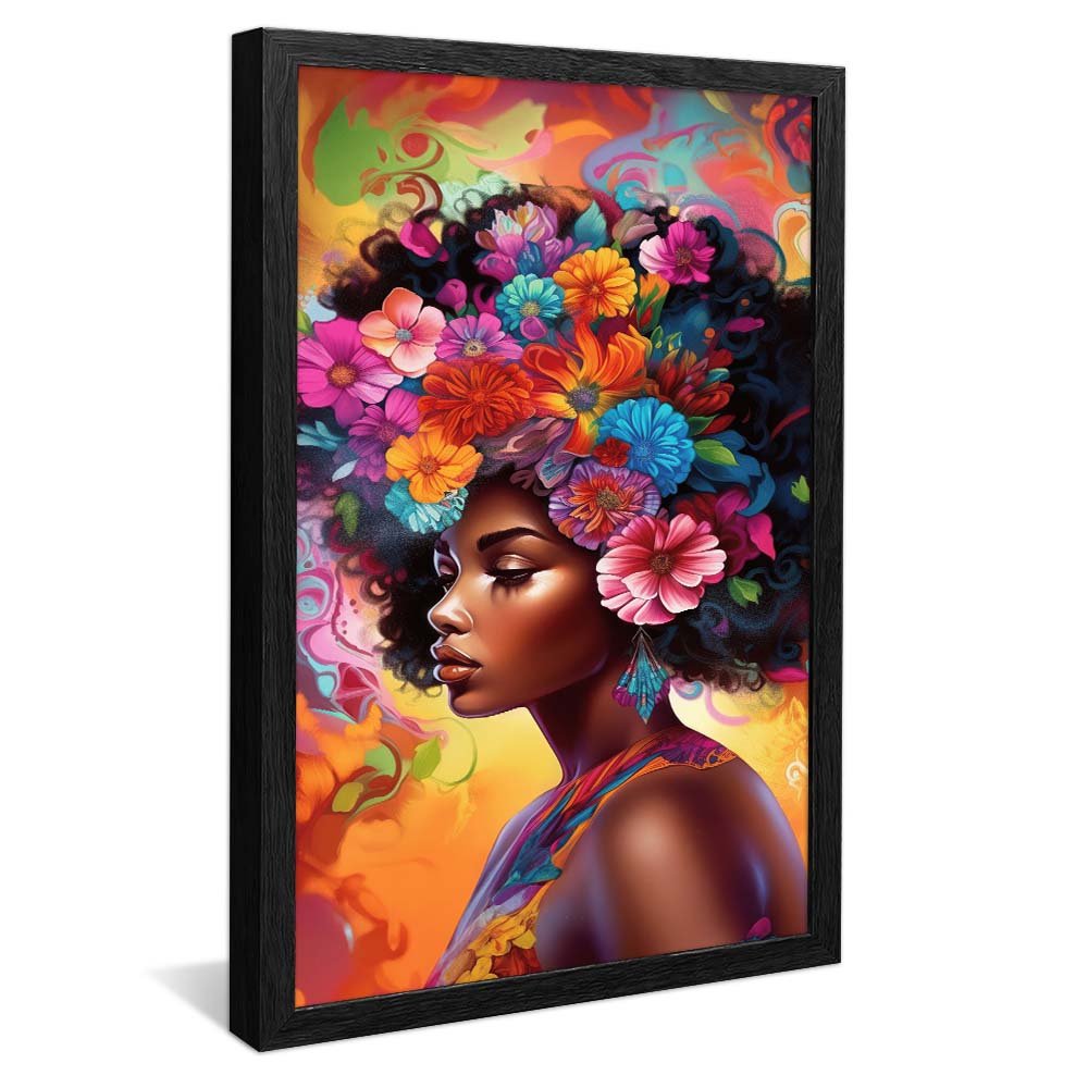 Black Woman with Flowers V2099 Canvas