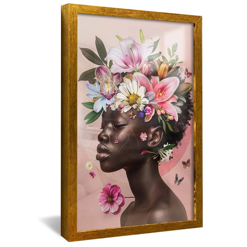 Black and Floral Woman V1872 Canvas