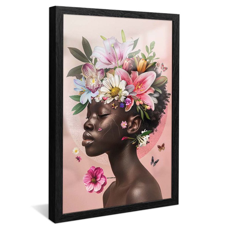 Black and Floral Woman V1872 Canvas