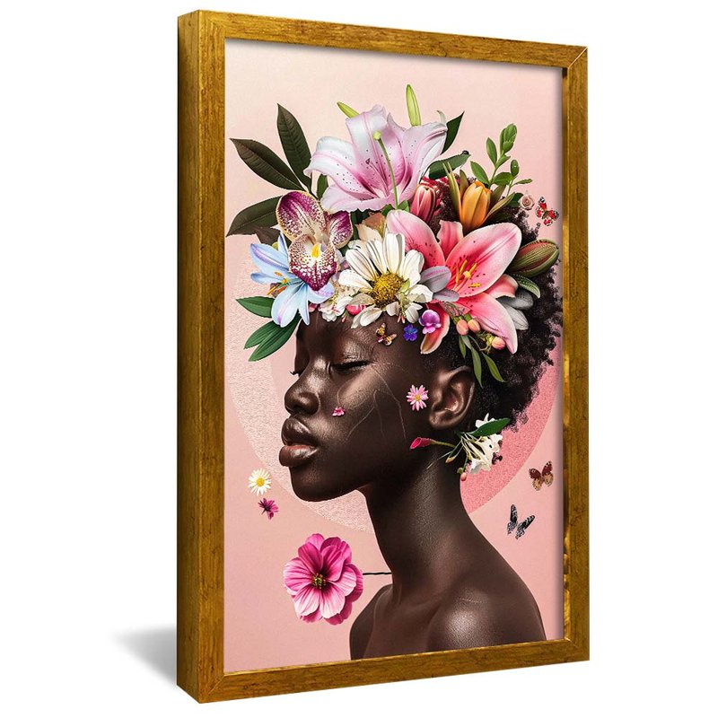 Black and Floral Woman V1872 Canvas