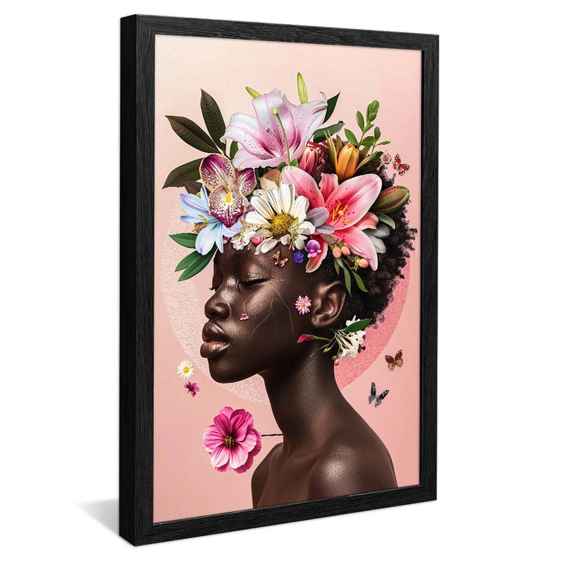 Black and Floral Woman V1872 Canvas