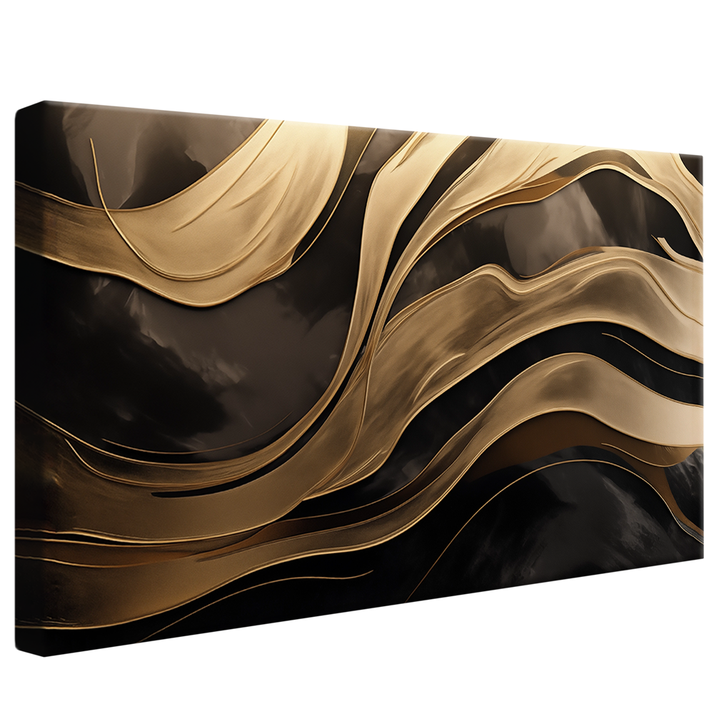 Black and Gold Brushstrokes V813 Canvas