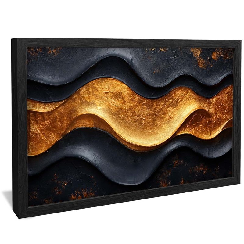Black and Gold Waves V1734 Canvas