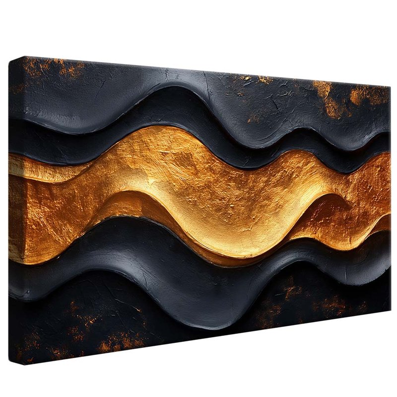 Black and Gold Waves V1734 Canvas