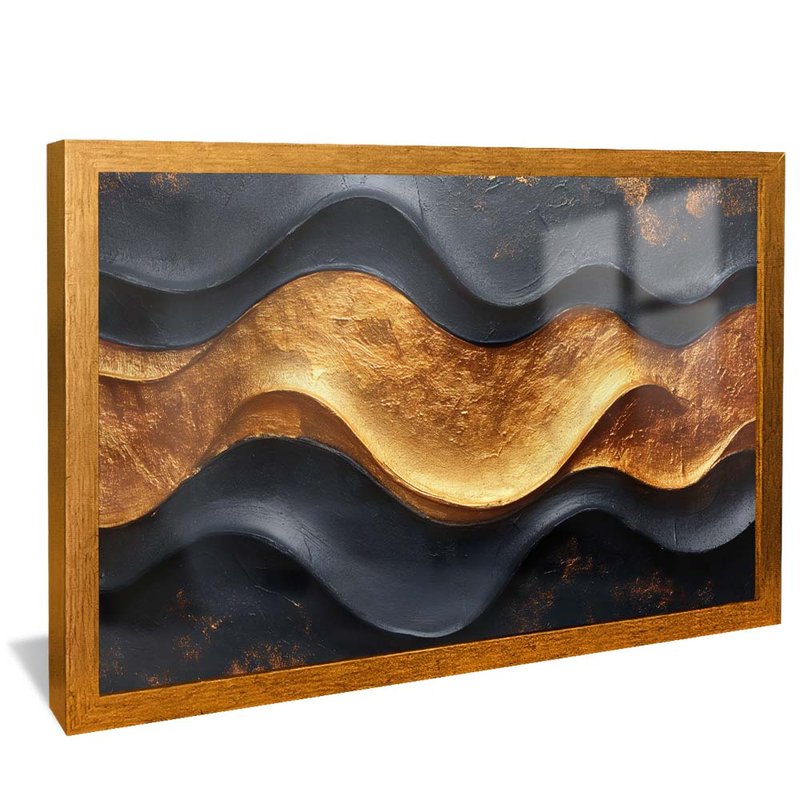 Black and Gold Waves V1734 Canvas