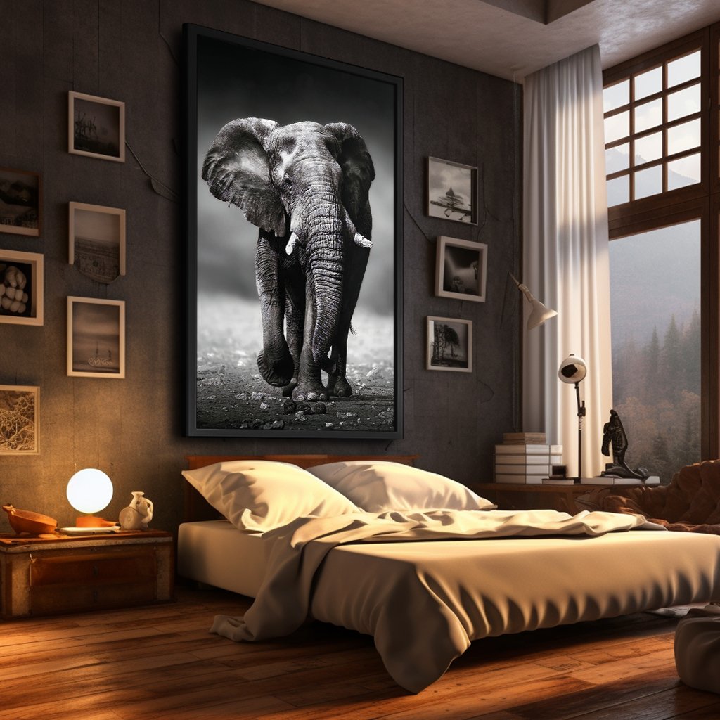 Black and White Elephant v01 Canvas