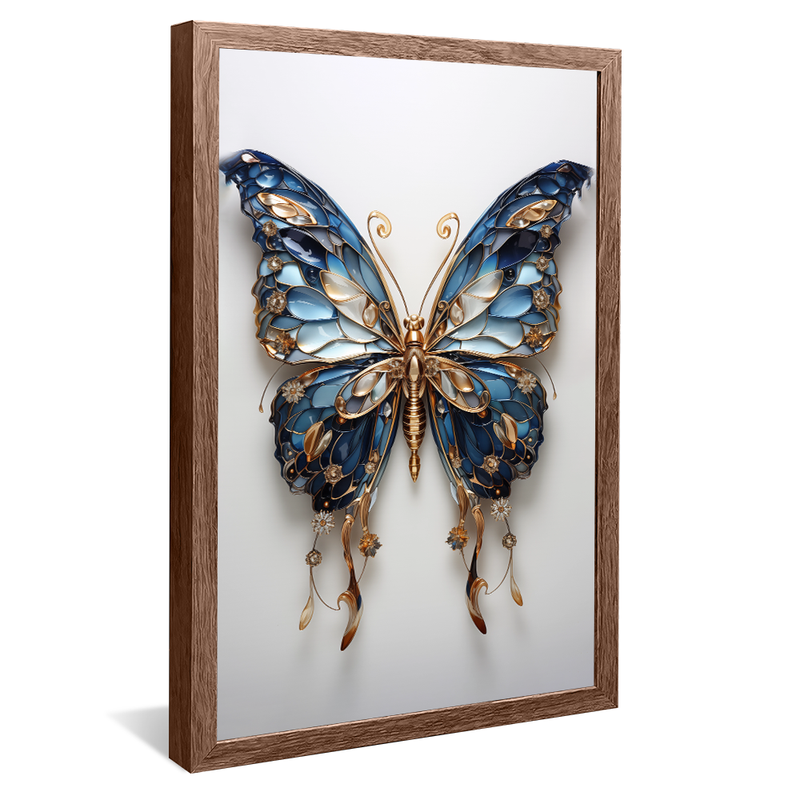 Blue Butterfly Abstract Gold V832 Canvas
