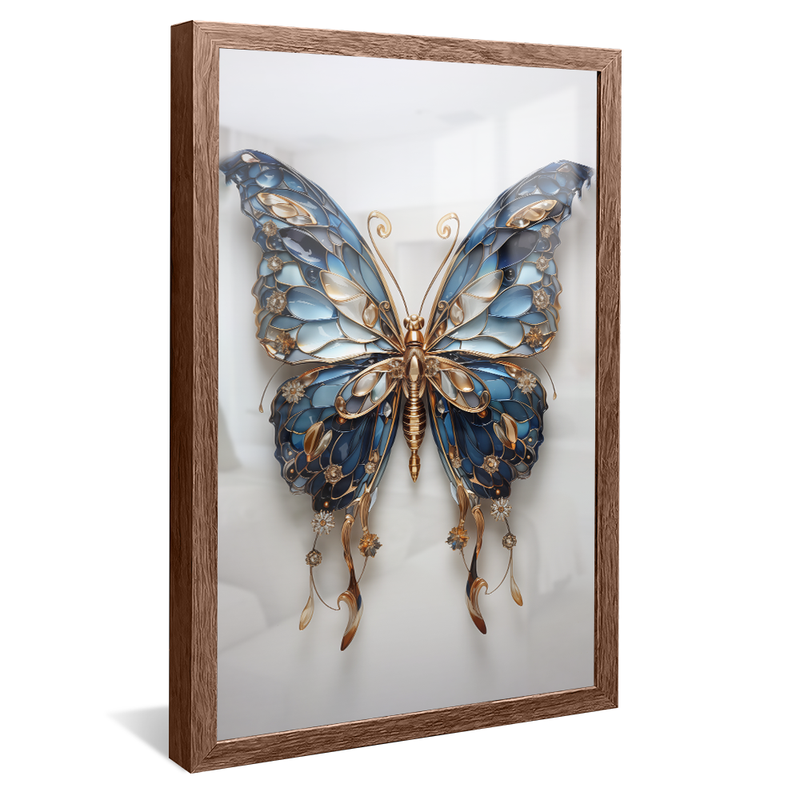 Blue Butterfly Abstract Gold V832 Canvas