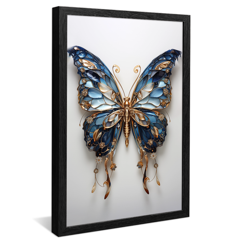 Blue Butterfly Abstract Gold V832 Canvas