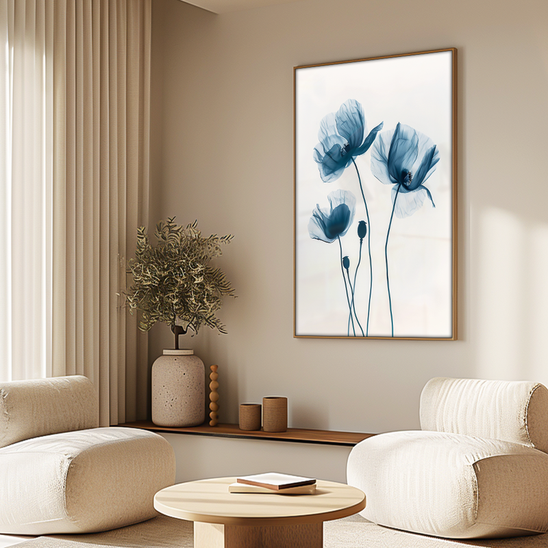 Blue Floral Minimalist V1482 Canvas