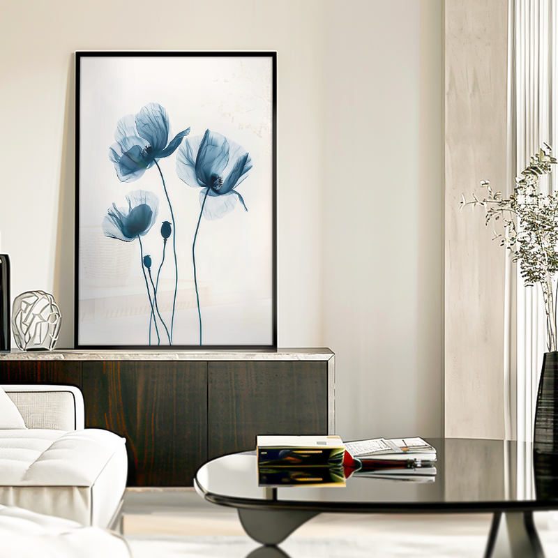 Blue Floral Minimalist V1482 Canvas