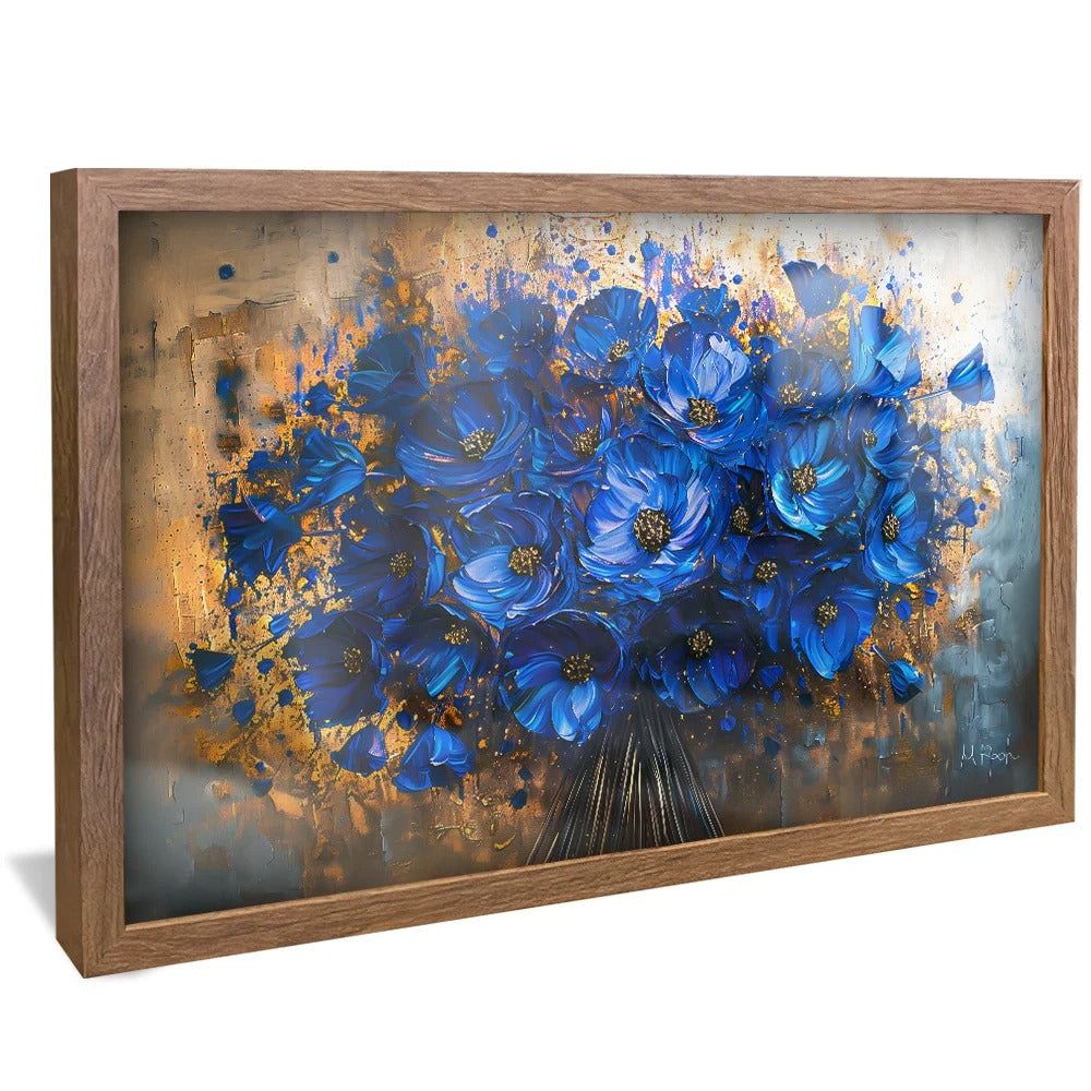 Blue Flower Bouquet Painting Decorative Canvas V1291