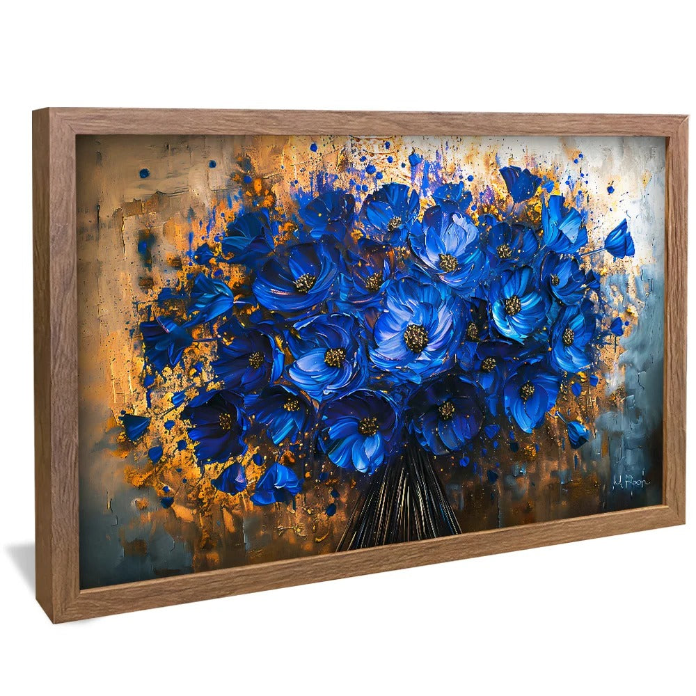 Blue Flower Bouquet Painting Decorative Canvas V1291