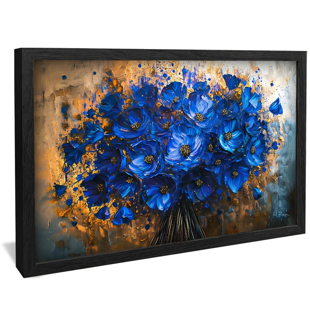 Blue Flower Bouquet Painting Decorative Canvas V1291