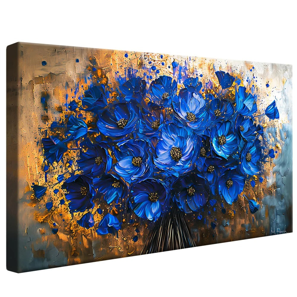 Blue Flower Bouquet Painting Decorative Canvas V1291