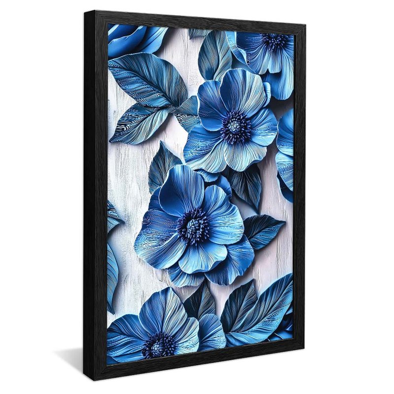 Blue Flower in Wood V2070 Canvas