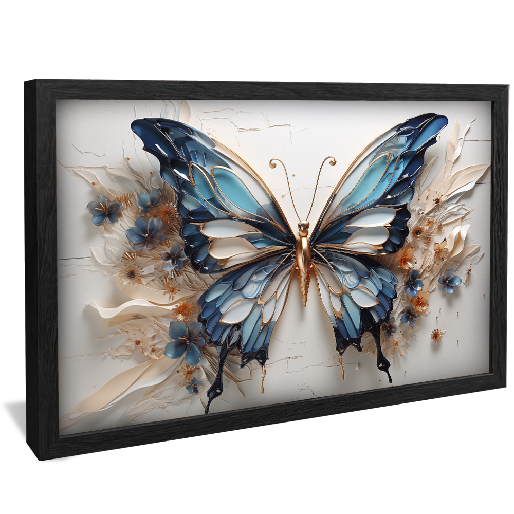 Blue Ink Butterfly V846 Canvas