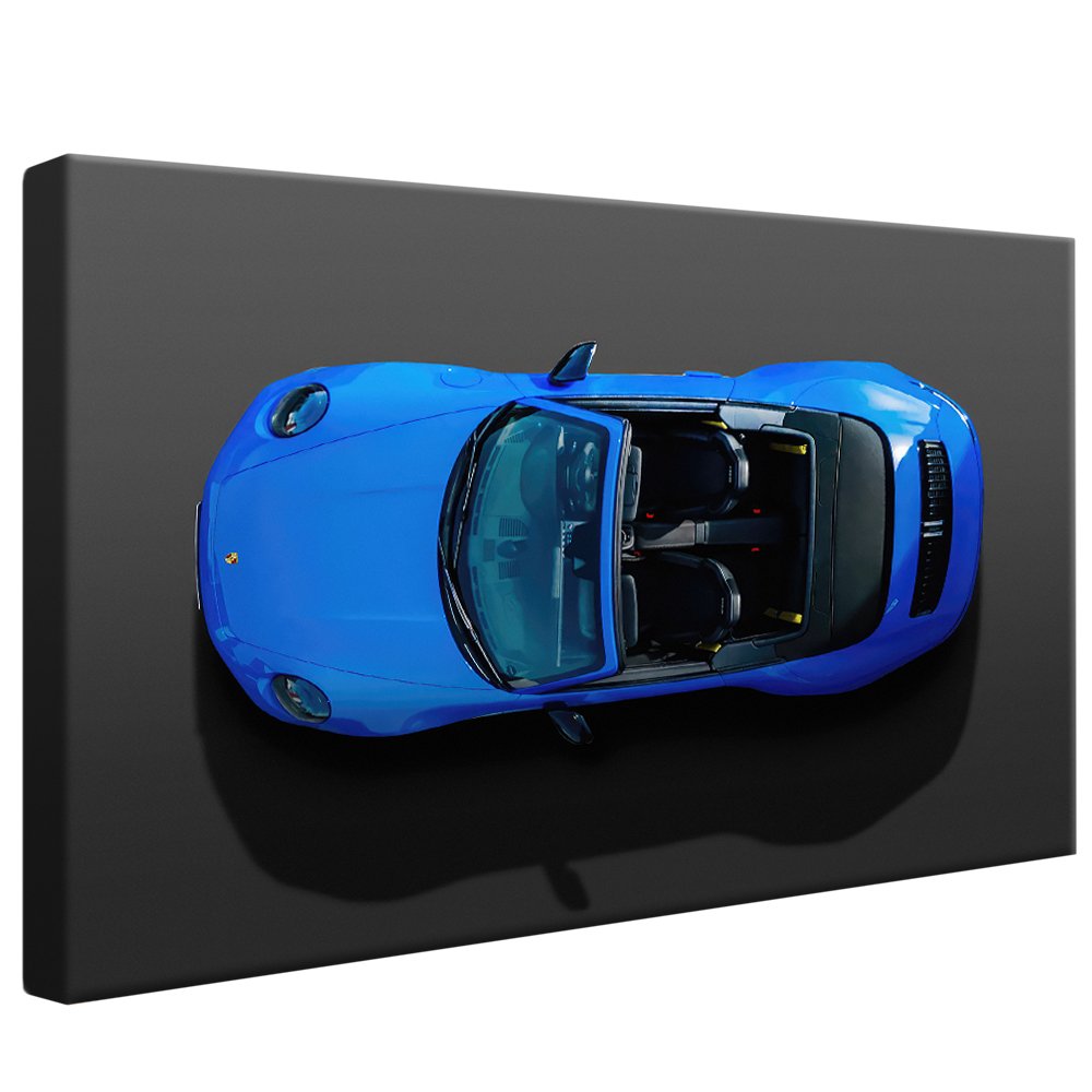 Blue Porsche Cabriolet Black Interior Canvas