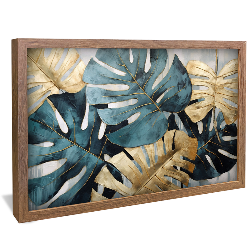 Blue and Gold Leaves V945 Canvas