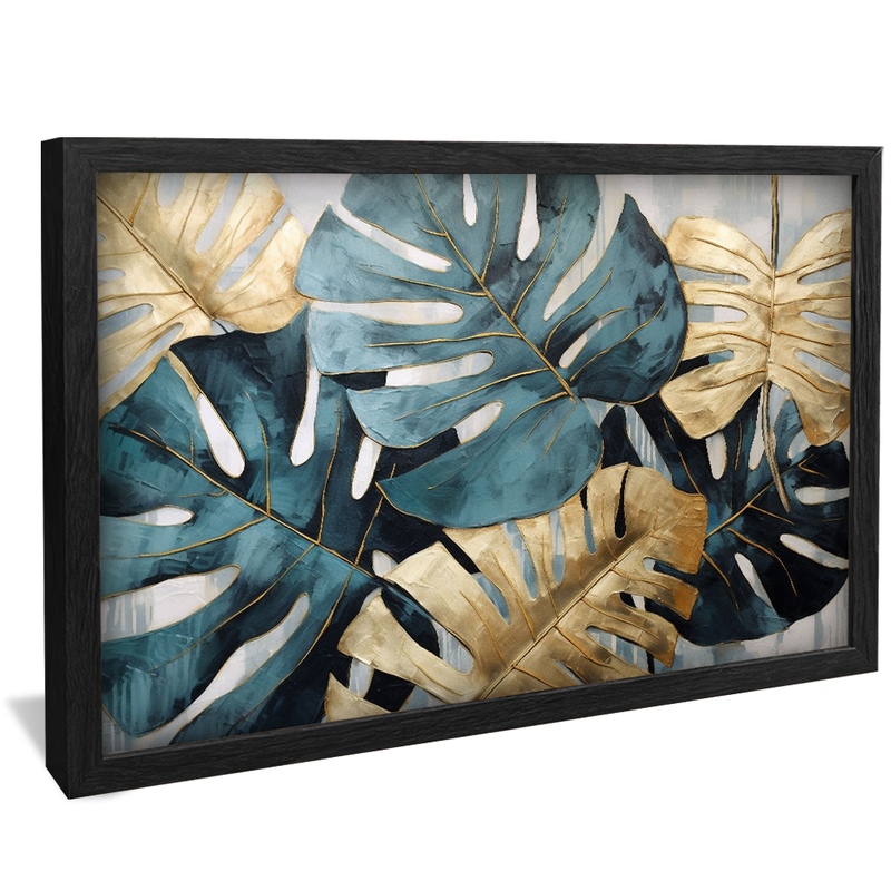 Blue and Gold Leaves V945 Canvas