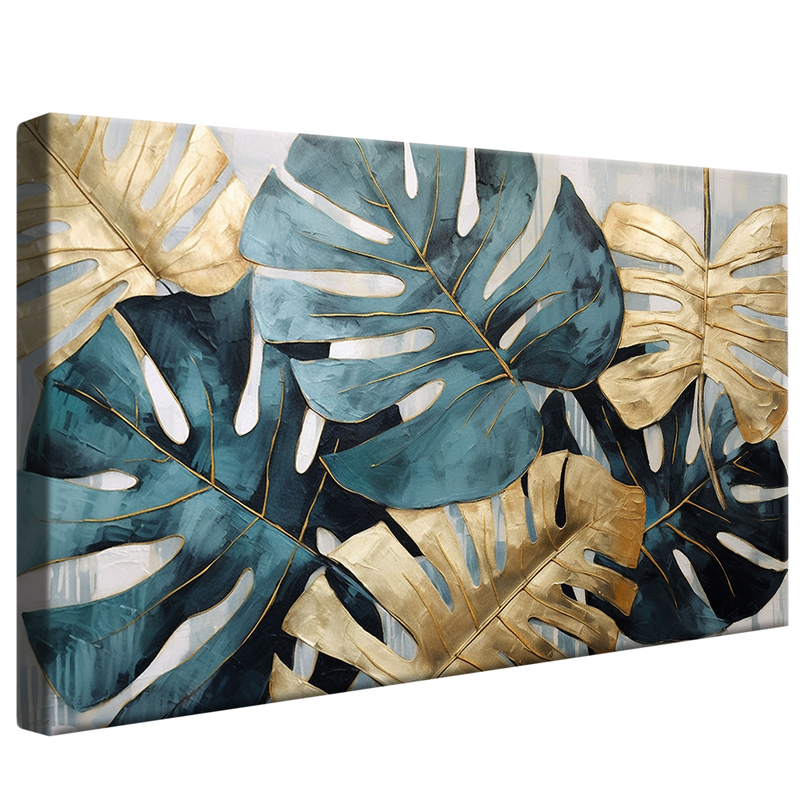 Blue and Gold Leaves V945 Canvas