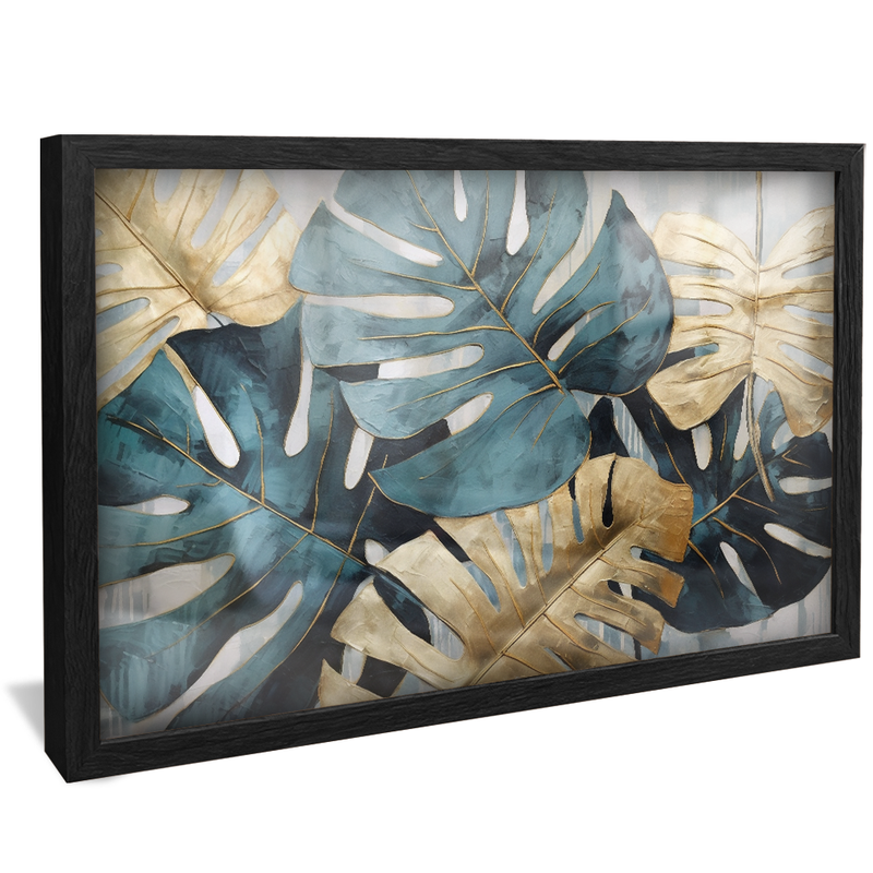 Blue and Gold Leaves V945 Canvas