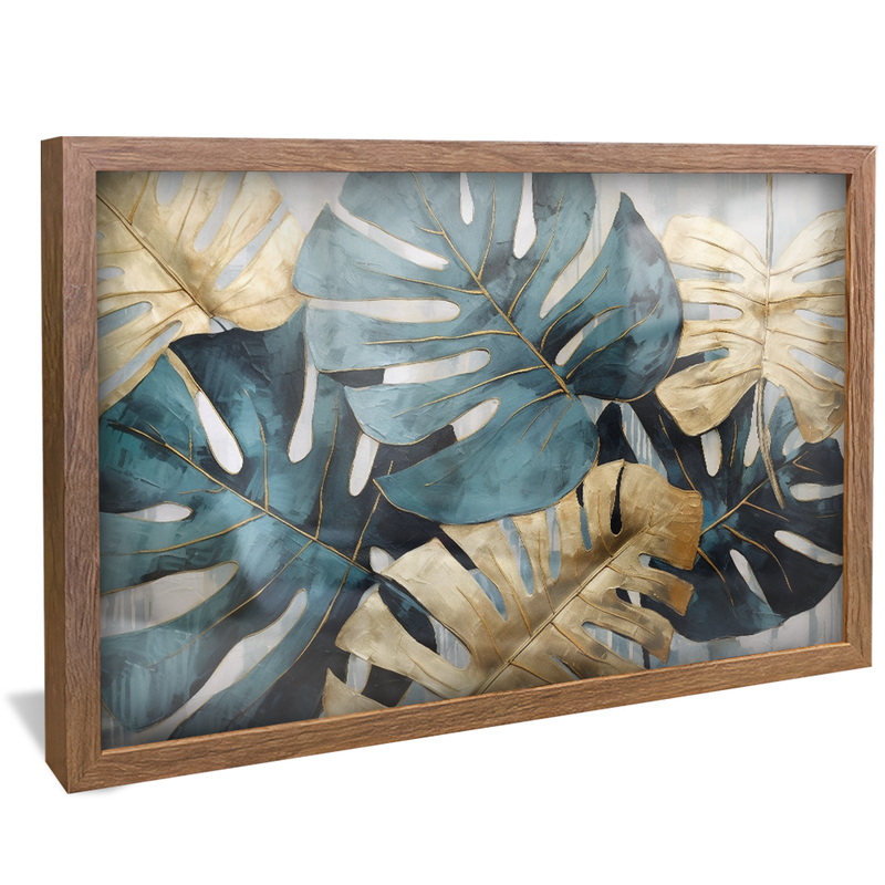 Blue and Gold Leaves V945 Canvas