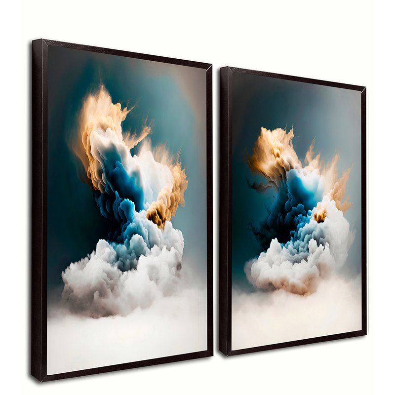 Blue and Gold Tones Clouds Kit with 2 Tables Canvas