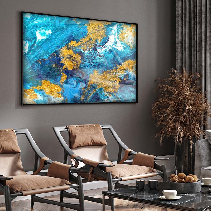 Blue and Gold Wave V1729 Canvas