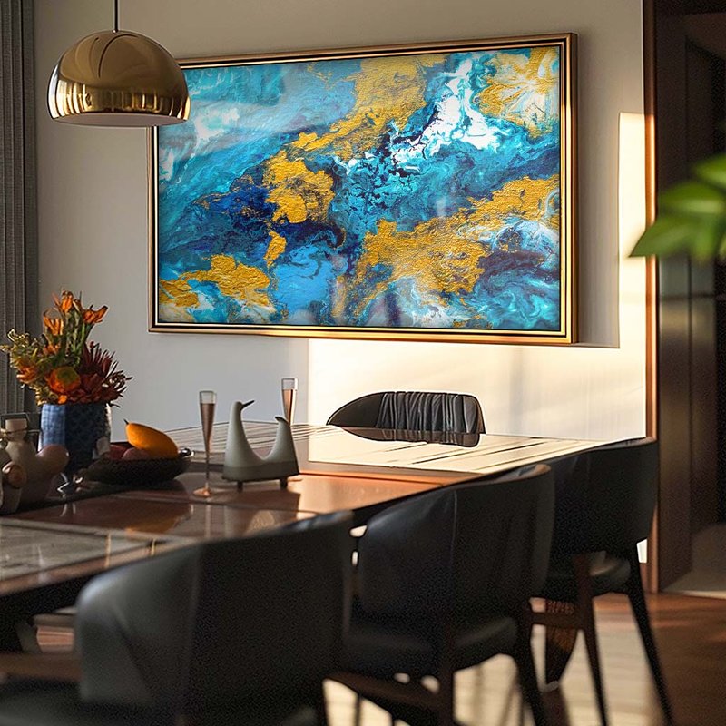 Blue and Gold Wave V1729 Canvas