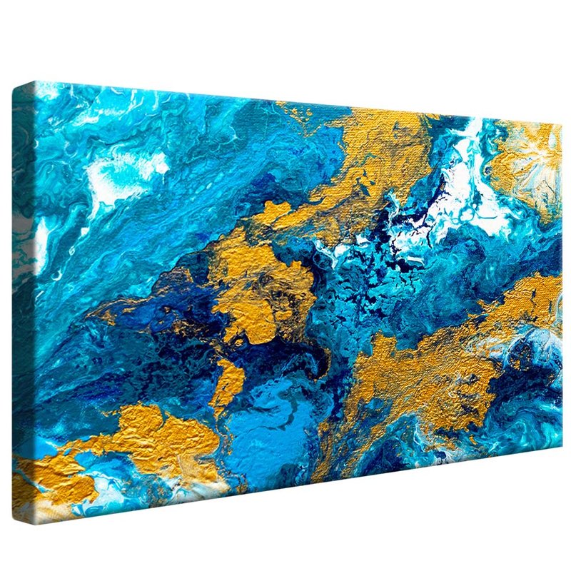Blue and Gold Wave V1729 Canvas