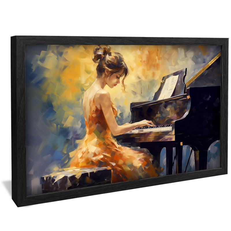 Brush Women Playing Piano V926 Canvas