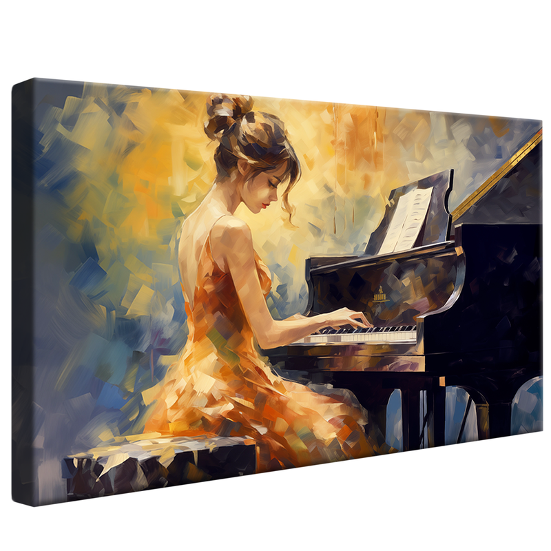 Brush Women Playing Piano V926 Canvas