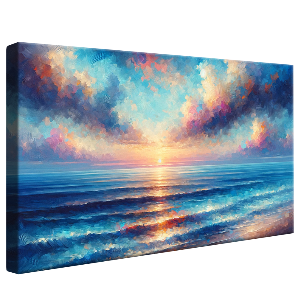 Brushstrokes Waves and Sunset V974 Canvas