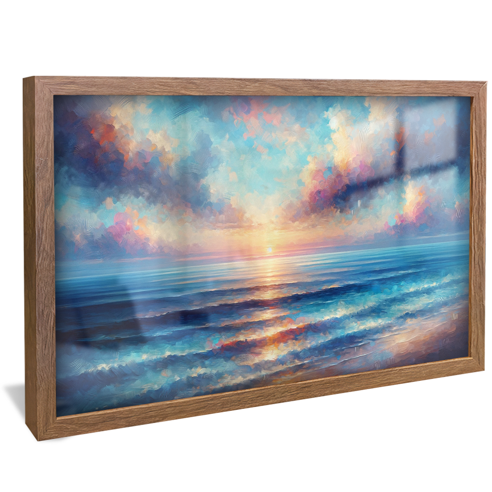 Brushstrokes Waves and Sunset V974 Canvas