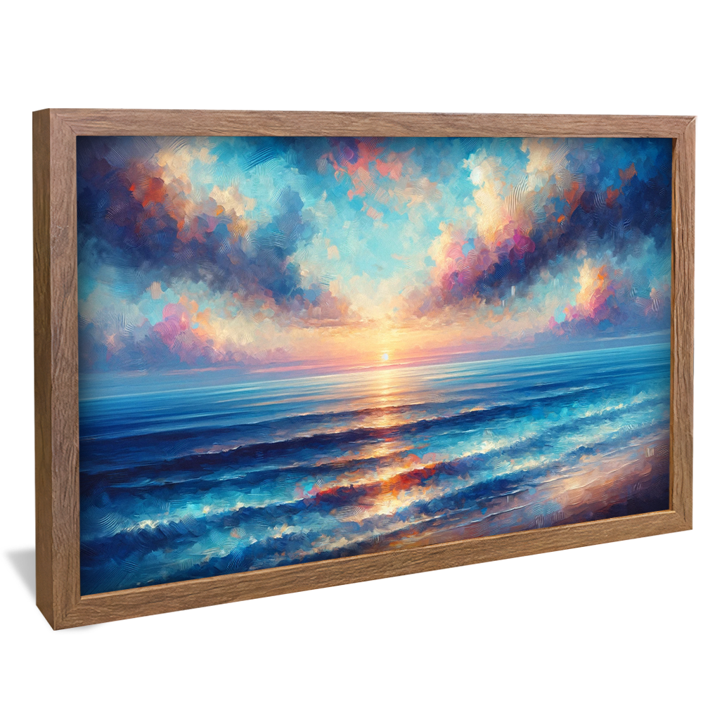 Brushstrokes Waves and Sunset V974 Canvas