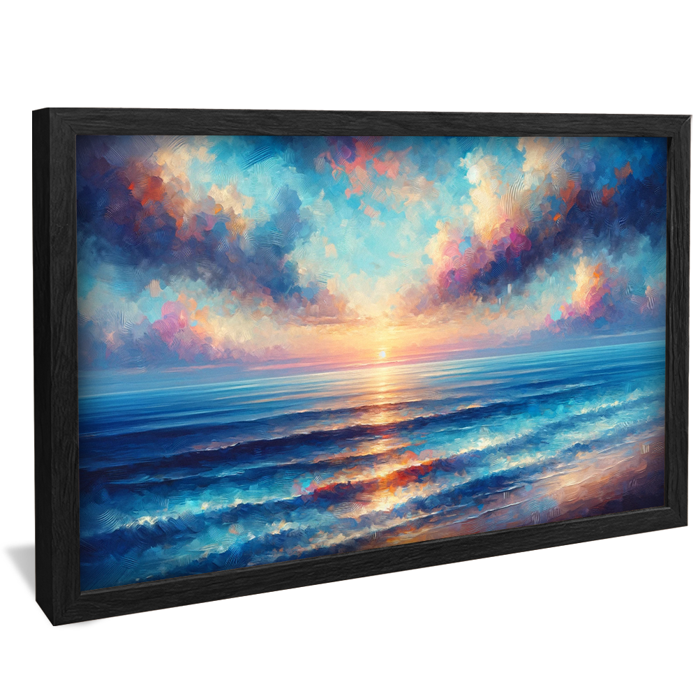 Brushstrokes Waves and Sunset V974 Canvas