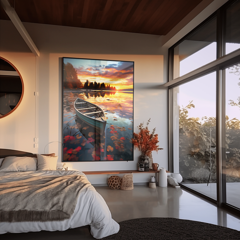 Canoa to the Sunset on the Lake Canvas