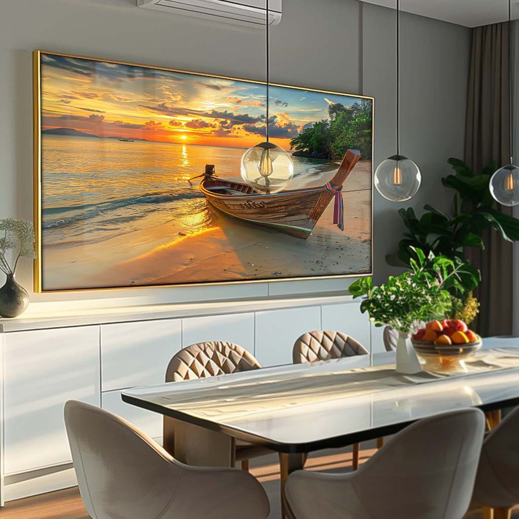 Canoe on the Beach Canvas