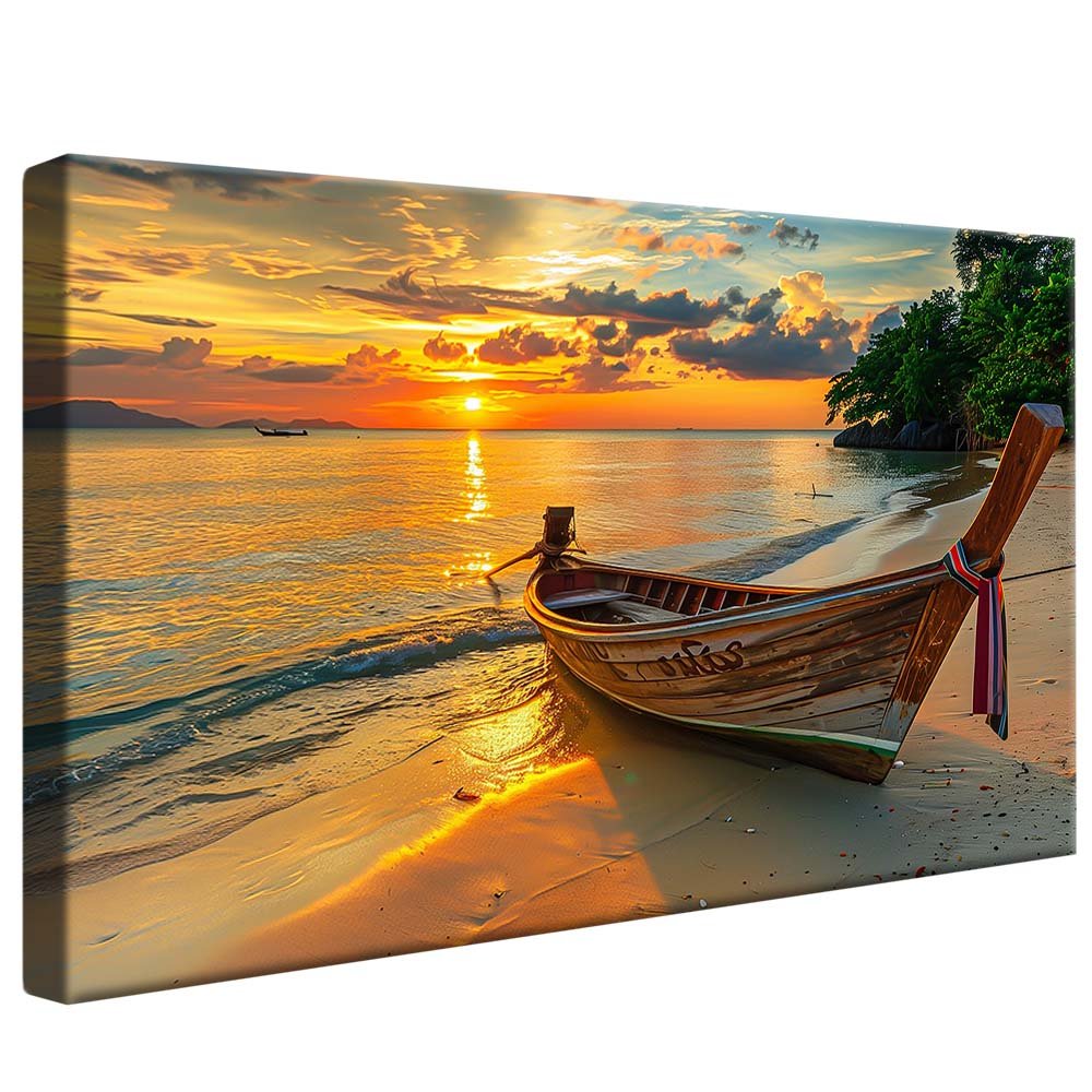 Canoe on the Beach Canvas