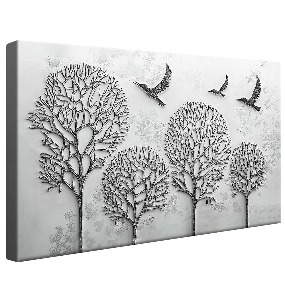 Chrome Trees and Birds Painting V2089 Canvas