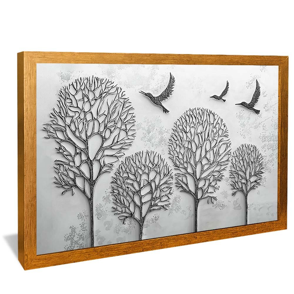 Chrome Trees and Birds Painting V2089 Canvas