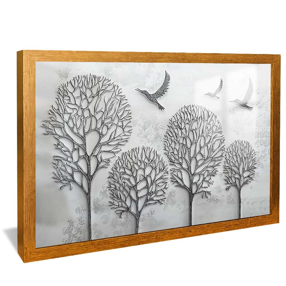 Chrome Trees and Birds Painting V2089 Canvas