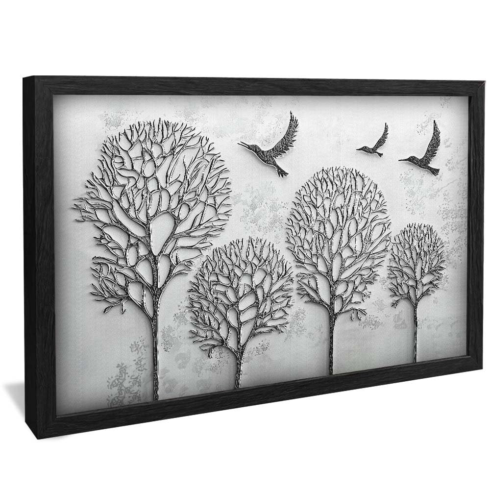 Chrome Trees and Birds Painting V2089 Canvas