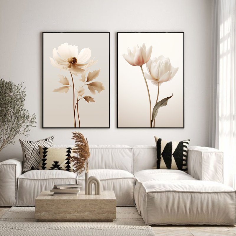 Clean Flowers with 2 Tables V14 Canvas